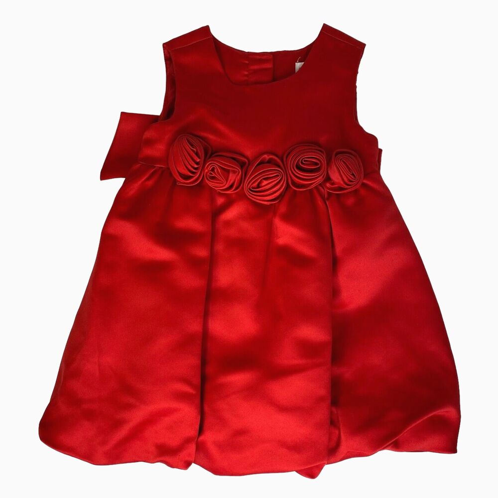 Maggie & Zoe Baby Girls Red Dress 18 Months Rosettes Bow Party Holiday Christmas